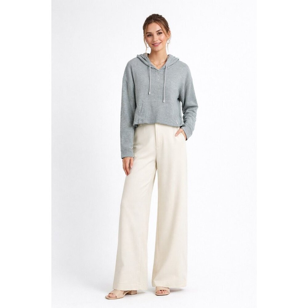 Ted Baker Womens Silver Heather Flourish Long John Cropped Hoodie Lightweight XL